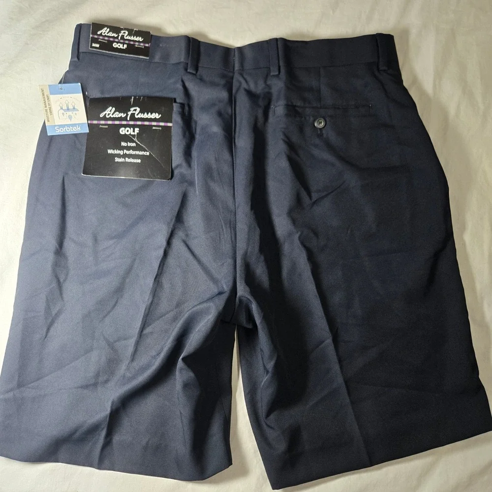 Alan Flusser Golf Mens Shorts Size 36 Navy Blue Sorbtek Moisture Wicking New‎
